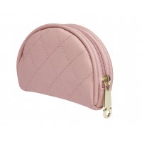 Lorenz Smooth Grain PU Zip Round Purse with Quilted Stitch